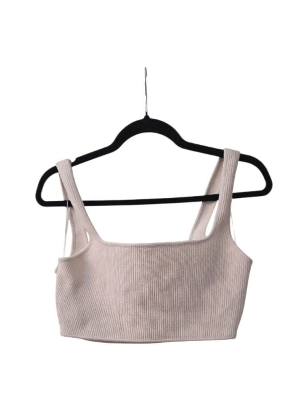 Kendall and Kylie Cream Ribbed Crop Tank Top XS